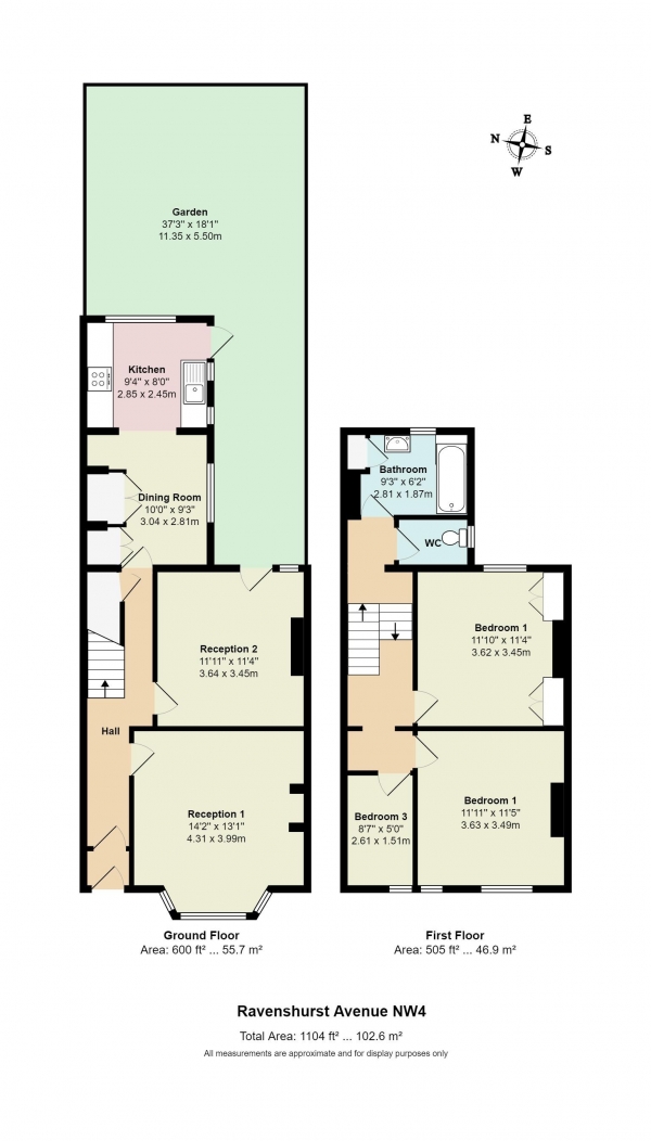 Floor Plan Image for 3 Bedroom Terraced House for Sale in Ravenshurst Avenue, London