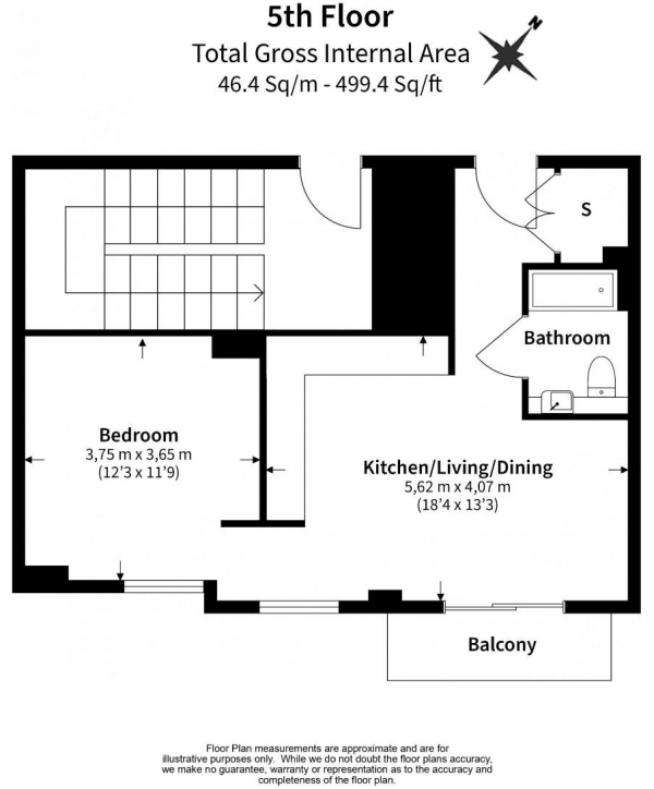 Floor Plan Image for 1 Bedroom Flat for Sale in Lismore Boulevard, Colindale