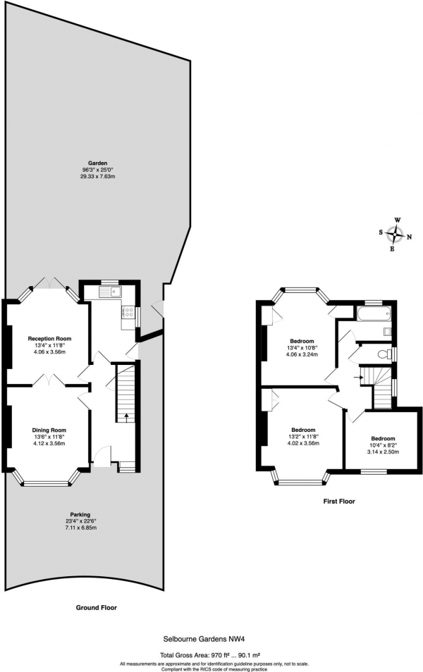 Floor Plan Image for 3 Bedroom Terraced House for Sale in Selborne Gardens, Hendon