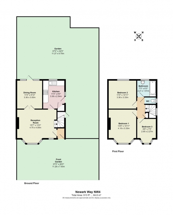 Floor Plan Image for 3 Bedroom Semi-Detached House for Sale in Newark Way, Hendon