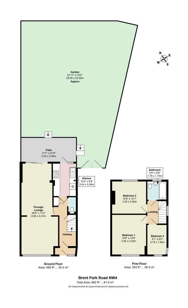 Floor Plan Image for 3 Bedroom End of Terrace House for Sale in Brent Park Road, London