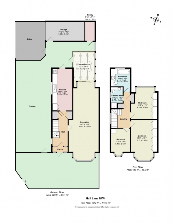 Floor Plan Image for 3 Bedroom Semi-Detached House for Sale in Hall Lane, Hendon