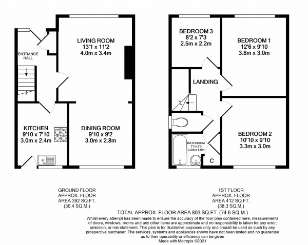 Floor Plan Image for 3 Bedroom Semi-Detached House to Rent in Hughenden Avenue, High Wycombe