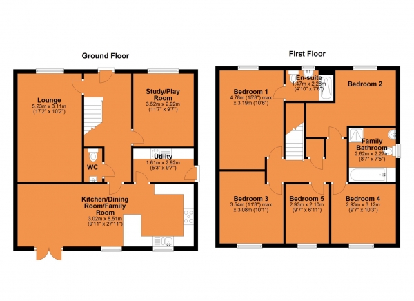 Floor Plan Image for 5 Bedroom Detached House for Sale in Edward Cave Walk, Newton