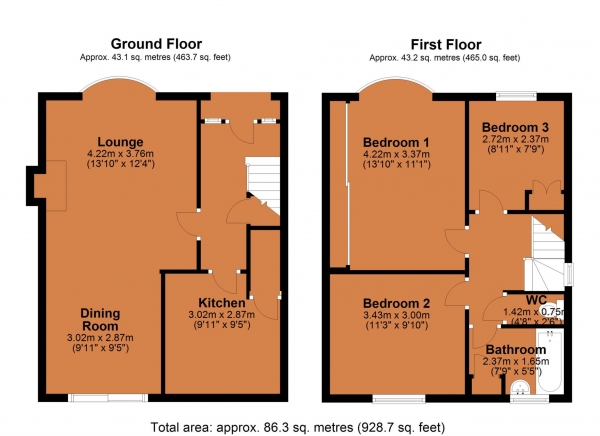 Floor Plan Image for 3 Bedroom Detached House for Sale in Lower Hillmorton Road, Hillmorton