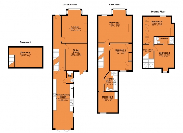 Floor Plan Image for 5 Bedroom Town House for Sale in Clifton Road, Rugby Town Centre