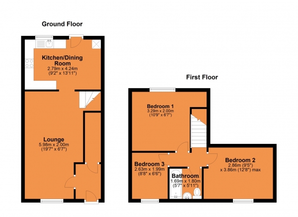 Floor Plan Image for 3 Bedroom Terraced House for Sale in Wavere Court, Brownsover