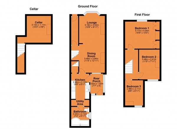 Floor Plan Image for 3 Bedroom Terraced House for Sale in Cambridge Street, Rugby Town Centre