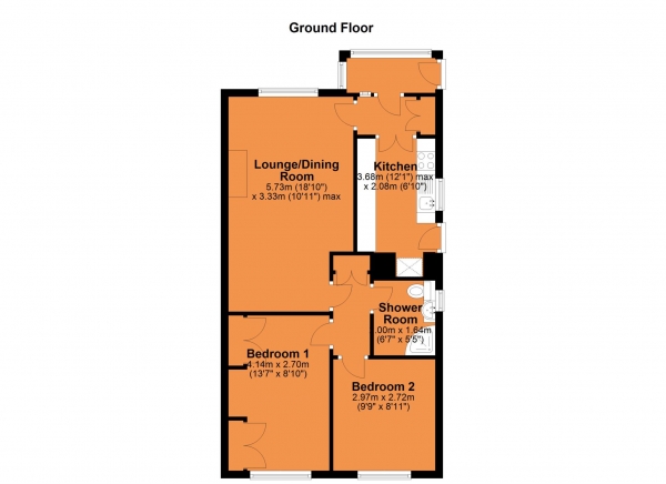 Floor Plan Image for 2 Bedroom Semi-Detached Bungalow for Sale in Thorn Close, Brownsover