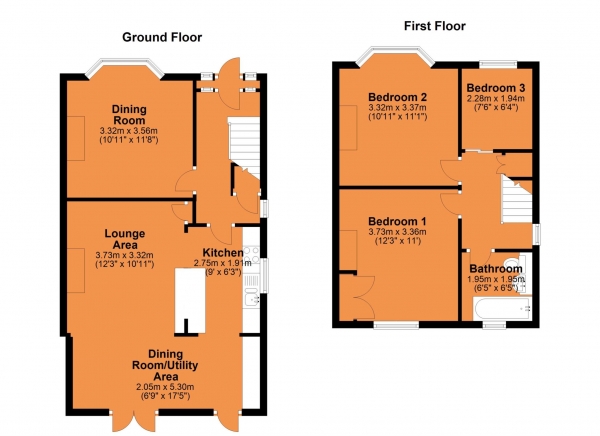 Floor Plan Image for 3 Bedroom Semi-Detached House for Sale in Catesby Road, Hillmorton