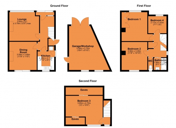 Floor Plan Image for 4 Bedroom Semi-Detached House for Sale in Rathbone Close, Hillmorton