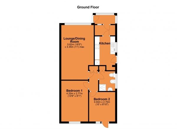 Floor Plan Image for 2 Bedroom Semi-Detached Bungalow for Sale in Arden Close, Woodlands