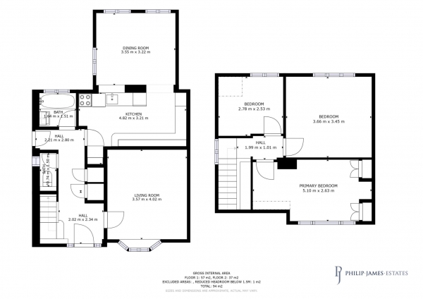 Floor Plan for 3 Bedroom Semi-Detached House for Sale in Westfield Drive, Coggeshall, Coggeshall, CO6, 1PU -  &pound365,000