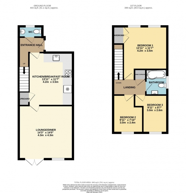 Floor Plan for 3 Bedroom Semi-Detached House for Sale in Poppys Row, Market Rasen, LN8, 3GY - Offers in Excess of &pound170,000