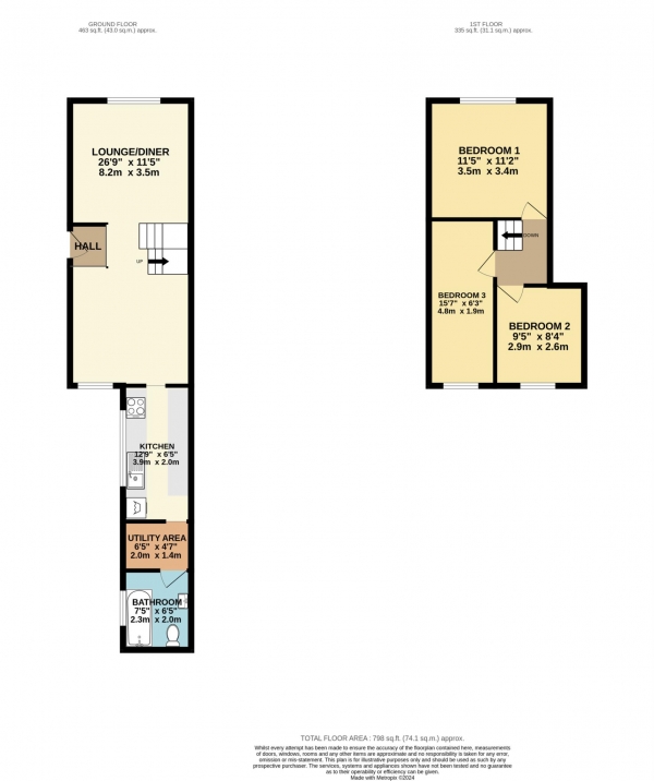 Floor Plan for 3 Bedroom Terraced House for Sale in Winn Street, Lincoln, LN2, 5EY - Offers in Excess of &pound120,000