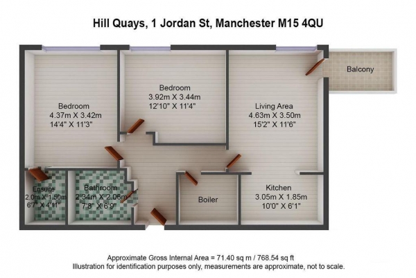 Floor Plan Image for 2 Bedroom Apartment for Sale in Hill Quays, Jordan Street, Manchester