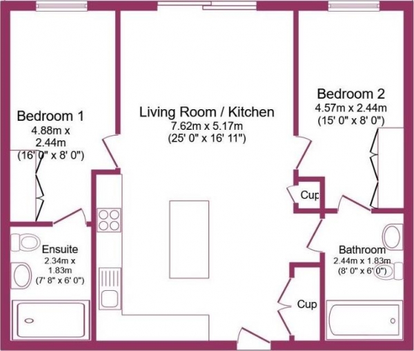 Floor Plan Image for 2 Bedroom Apartment for Sale in Middlewood Locks, Lockside Lane, Salford