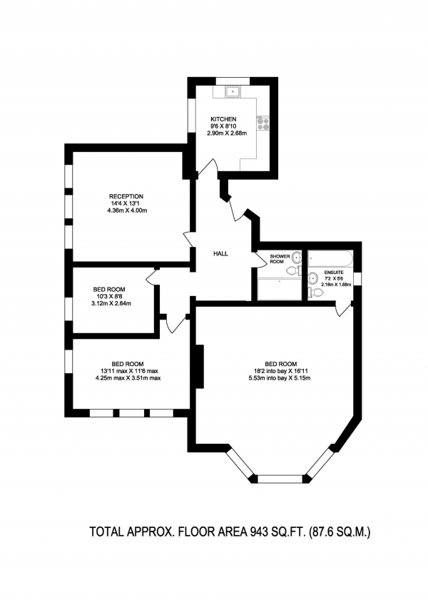 Floor Plan Image for 3 Bedroom Flat for Sale in St Hilda's Mount, Marsh Lane, Mill Hill, NW7