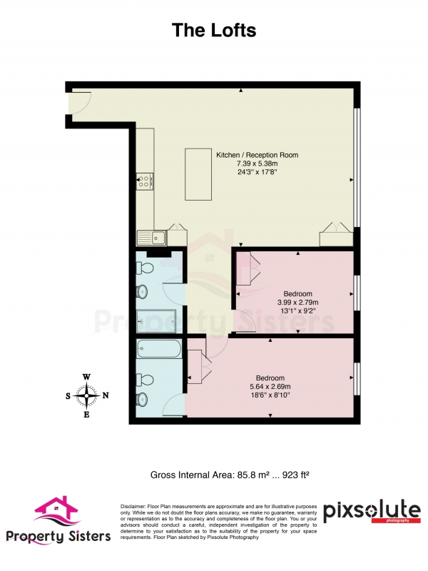 Floor Plan Image for 2 Bedroom Apartment for Sale in The Lofts, Grenville Place, Mill Hill, NW7