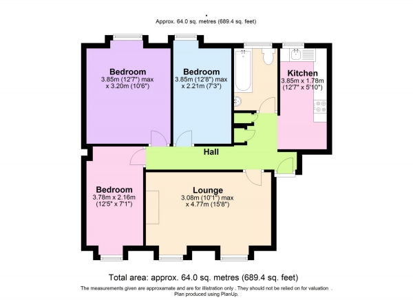 Floor Plan Image for 3 Bedroom Flat for Sale in Cressingham Road, Edgware, HA8