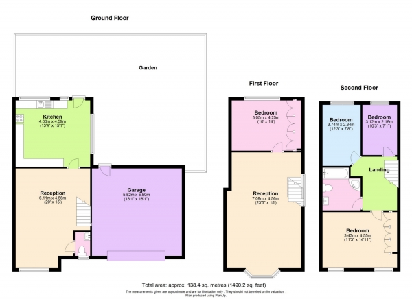 Floor Plan Image for 4 Bedroom Town House for Sale in Austell Heights, Mill Hill, NW7