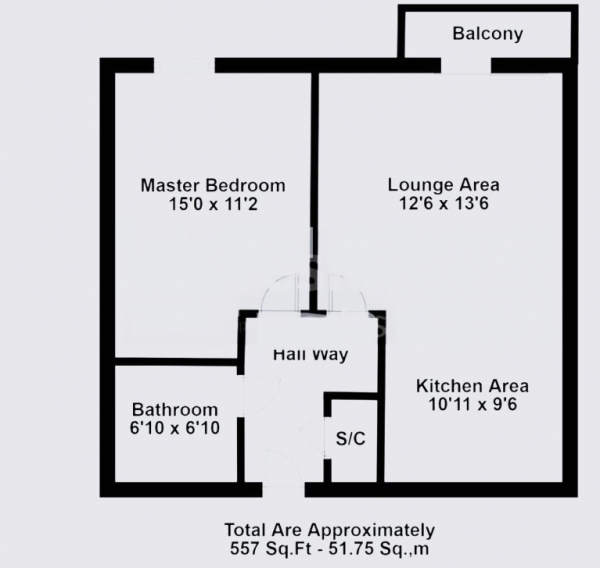 Floor Plan Image for 1 Bedroom Apartment for Sale in Brook Road, Borehamwood, WD6