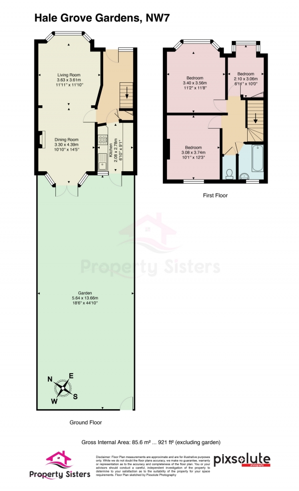 Floor Plan Image for 3 Bedroom Terraced House for Sale in Hale Grove Gardens, Mill Hill, NW7