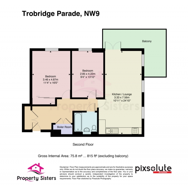 Floor Plan Image for 2 Bedroom Apartment for Sale in Trobridge Parade, Trinity Square, NW9