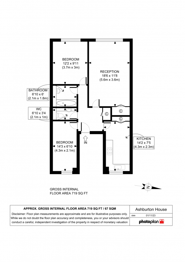 Floor Plan Image for 2 Bedroom Flat to Rent in Ashburton House, Wallington