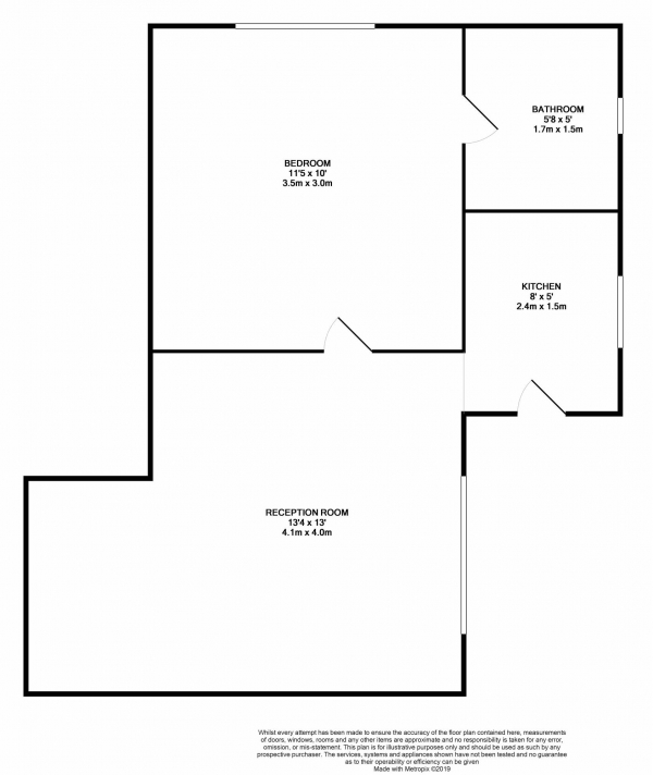 Floor Plan Image for 1 Bedroom Flat to Rent in Gaysham Ave, Ilford