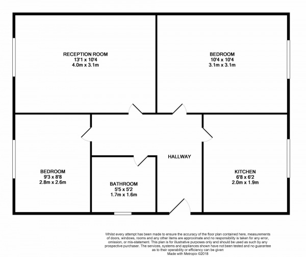 Floor Plan Image for 2 Bedroom Flat to Rent in Fullwell Avenue, Barkingside, Ilford