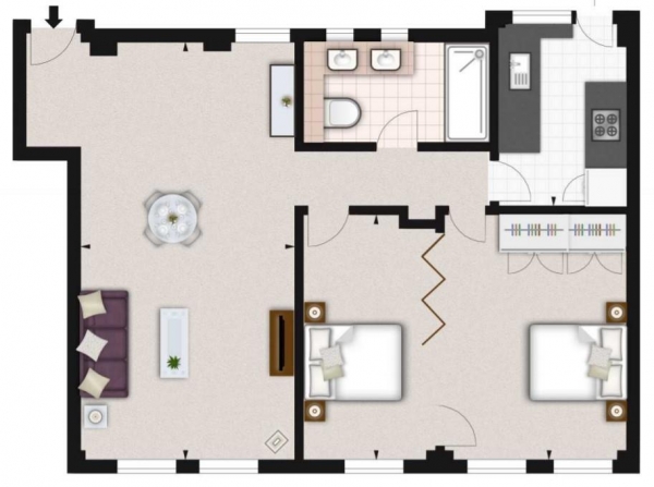 Floor Plan Image for 1 Bedroom Flat to Rent in Fulham Road, London