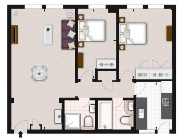 Floor Plan Image for 2 Bedroom Flat to Rent in Fulham Road, Pelham Court, London