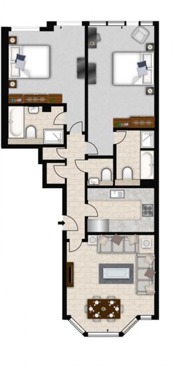 Floor Plan Image for 2 Bedroom Flat to Rent in Young Street, Imperial House, Kensington