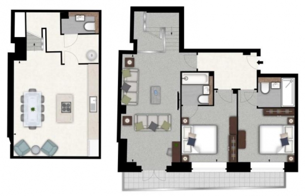 Floor Plan Image for 2 Bedroom Flat to Rent in Palace Wharf, Rainville Road, Hammersmith