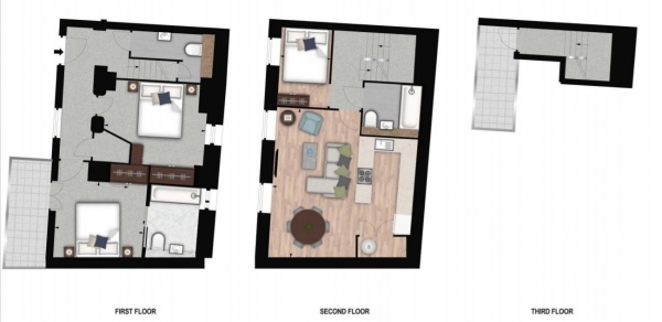 Floor Plan Image for 3 Bedroom Flat to Rent in Starboard Penthouse, Palace Wharf, Rainville Road, London