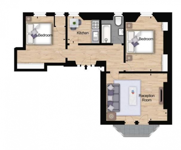 Floor Plan Image for 2 Bedroom Apartment to Rent in Hamlet Gardens, 290 King Street, Hammersmith