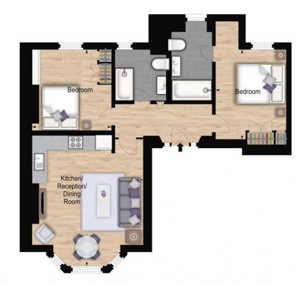 Floor Plan Image for 2 Bedroom Apartment to Rent in Hamlet Gardens, 290 King Street, Hammersmith