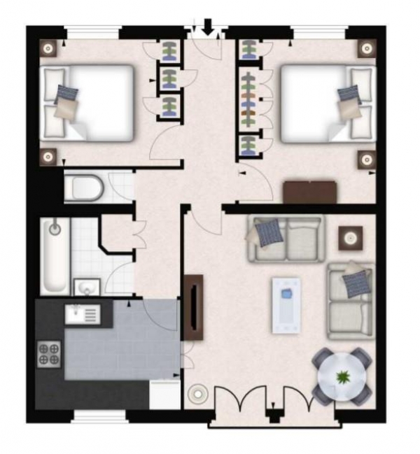 Floor Plan Image for 2 Bedroom Apartment to Rent in Fulham Road, Chelsea