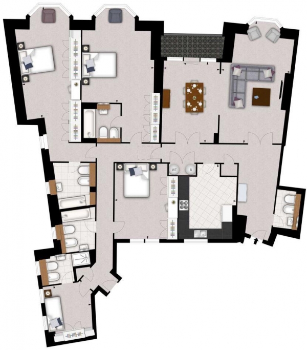 Floor Plan Image for 4 Bedroom Apartment to Rent in Park Road, Strathmore Court, London