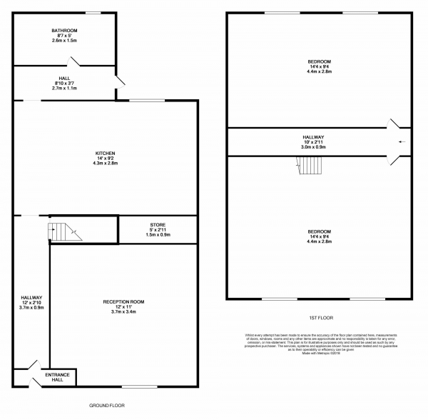 Floor Plan Image for 2 Bedroom Terraced House to Rent in Harvey Road, Ilford