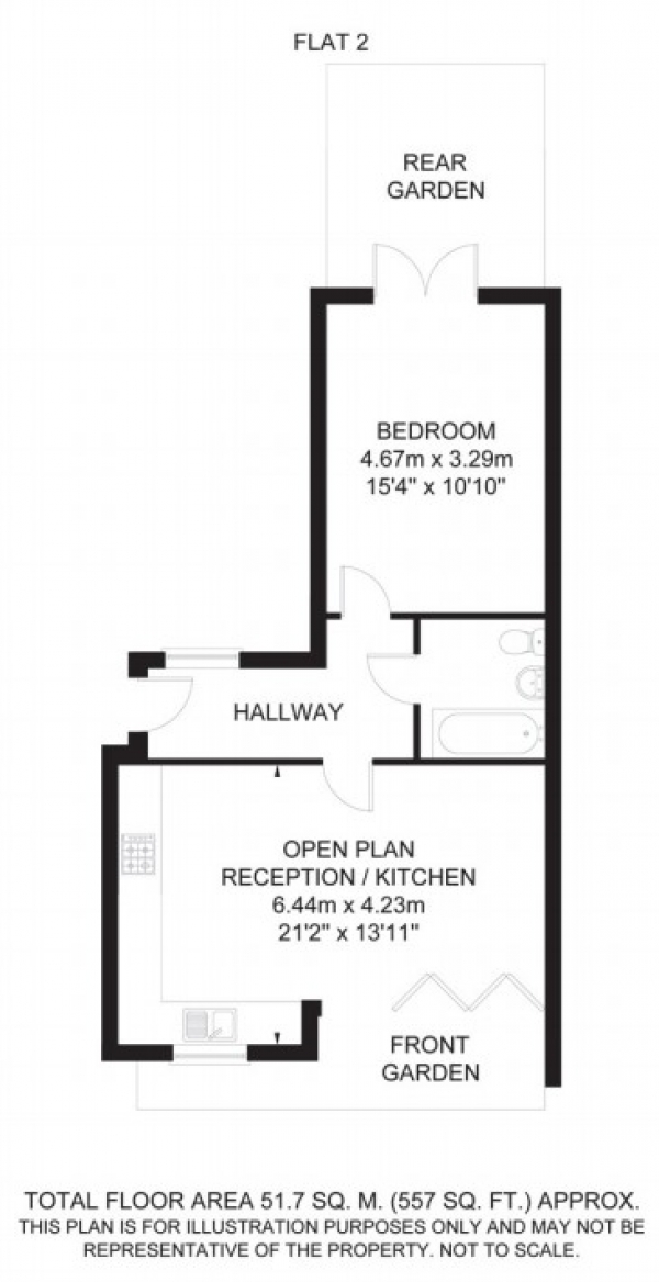 Floor Plan Image for 1 Bedroom Apartment to Rent in Cranbrook Road, Gants Hill, Ilford