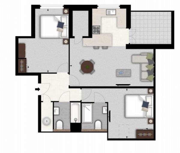 Floor Plan Image for 2 Bedroom Flat to Rent in Oxford Penthouse, Palace Wharf, Rainville Road, London