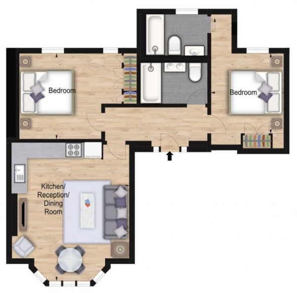 Floor Plan Image for 2 Bedroom Apartment to Rent in Hamlet Gardens, London