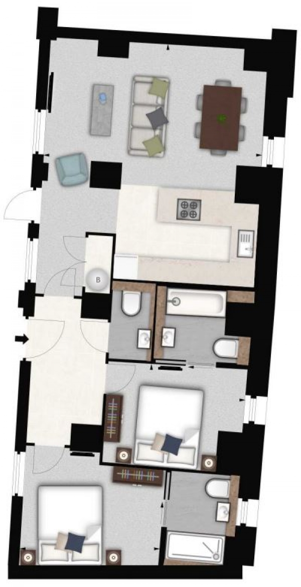 Floor Plan Image for 2 Bedroom Flat to Rent in Palace Wharf, Rainville Road, London