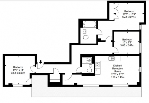 Floor Plan Image for 3 Bedroom Apartment to Rent in Merchant Square, London