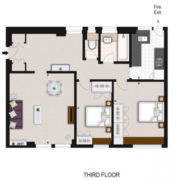 Floor Plan Image for 2 Bedroom Flat to Rent in Fulham Road, Pelham Court, London