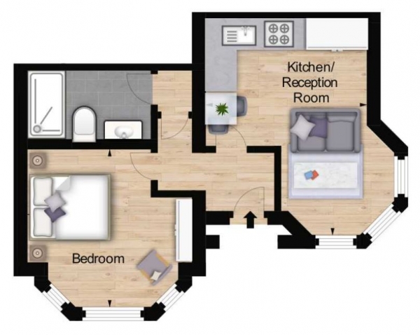 Floor Plan Image for 1 Bedroom Flat to Rent in Hamlet Gardens, London