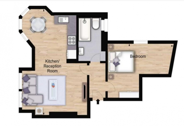 Floor Plan Image for 1 Bedroom Flat to Rent in Hamlet Gardens, London