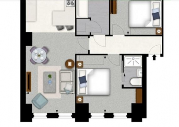 Floor Plan Image for 2 Bedroom Flat to Rent in Palace Wharf, Rainville Road, London